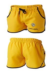 Product Clothing Photography | Melbourne Photography | Ghosted unisex yellow sports shorts front and back on white background