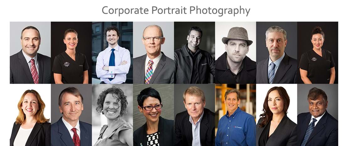 Corporate Portrait Photography | Melbourne Photography | Rows of corporate head shots on white, grey and black backgrounds